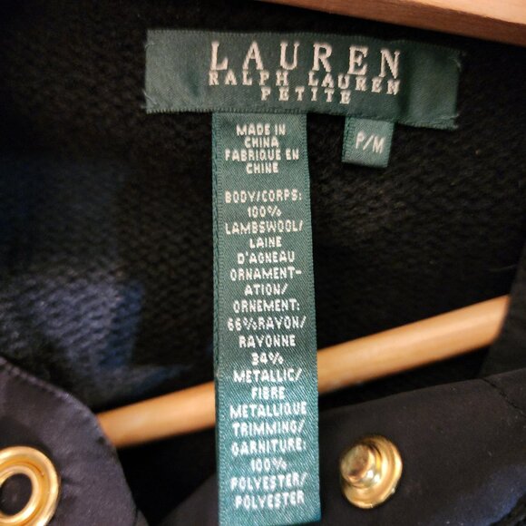 Vintage Lauren Ralph Lauren Gold Dragon Embroidery Sweater LambsWool Women PM - Picture 3 of 14